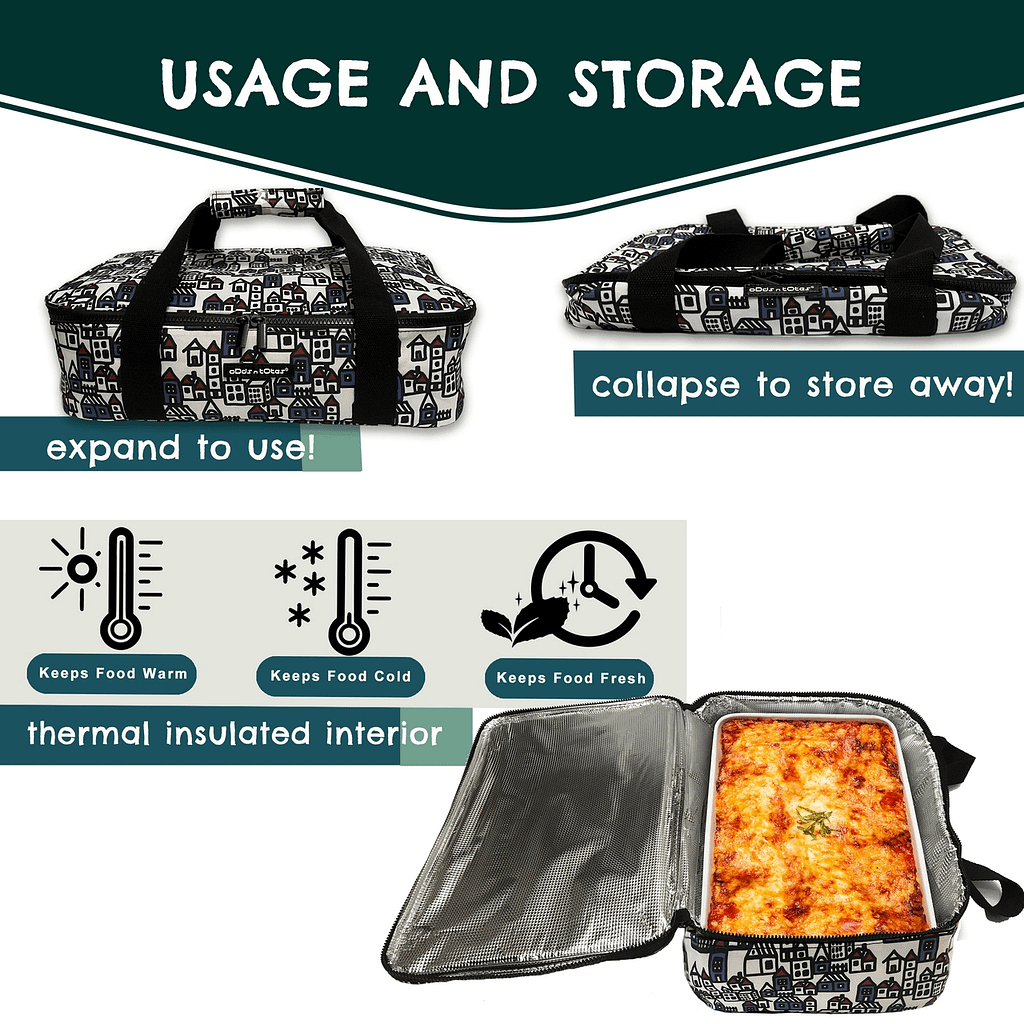 Insulated Casserole Carrier, Thermal Lunch Container for Hot Food